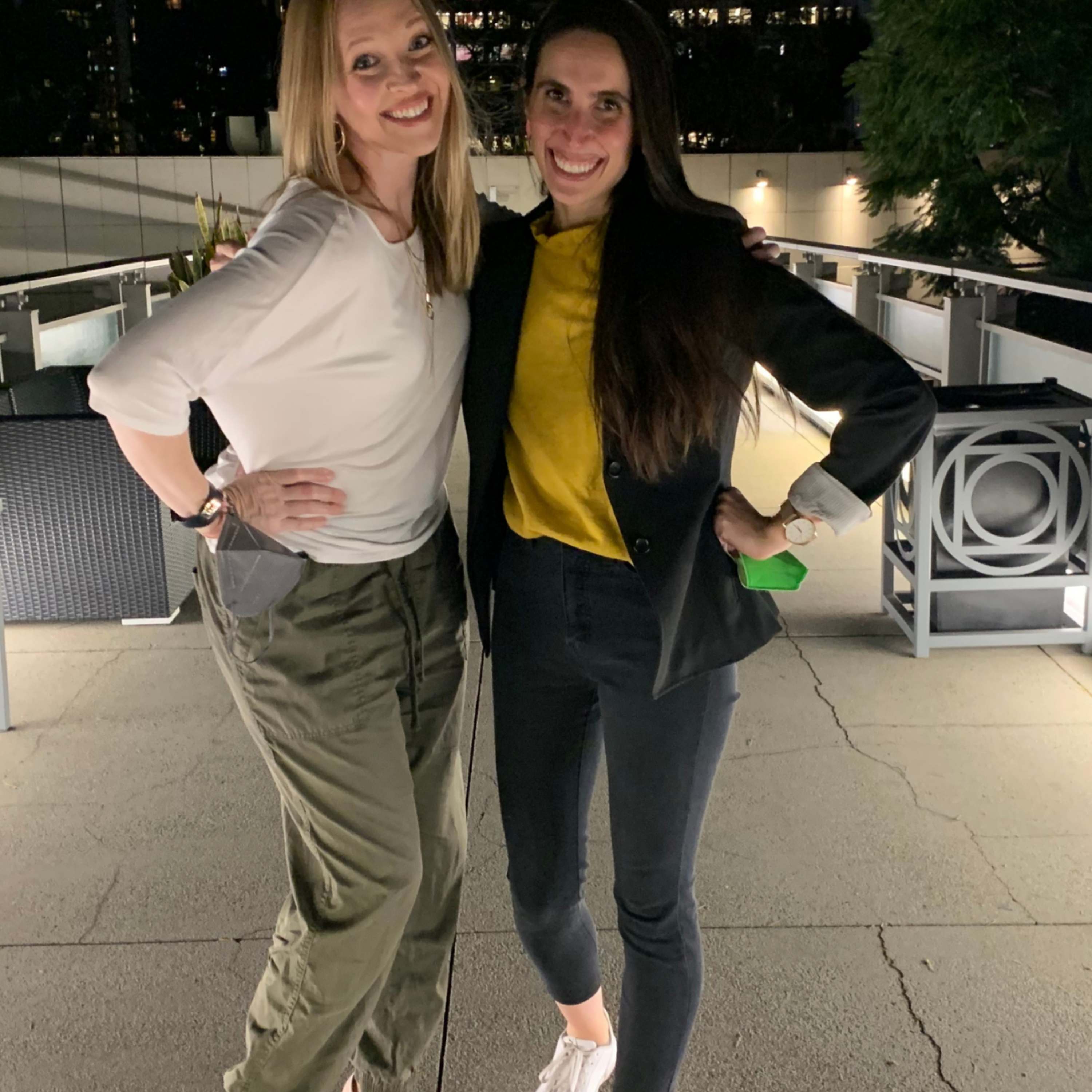 Kristin Deiss and Michelle Loucadoux standing outside as they get ready to discuss the pros and cons of social media in dance.